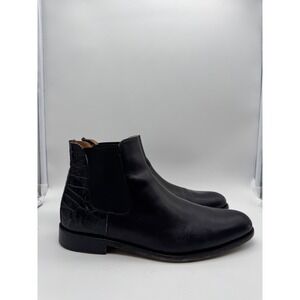 Taft Mens Black Leather Croc Embossed Chelsea Boots Handmade in Spain Size 42